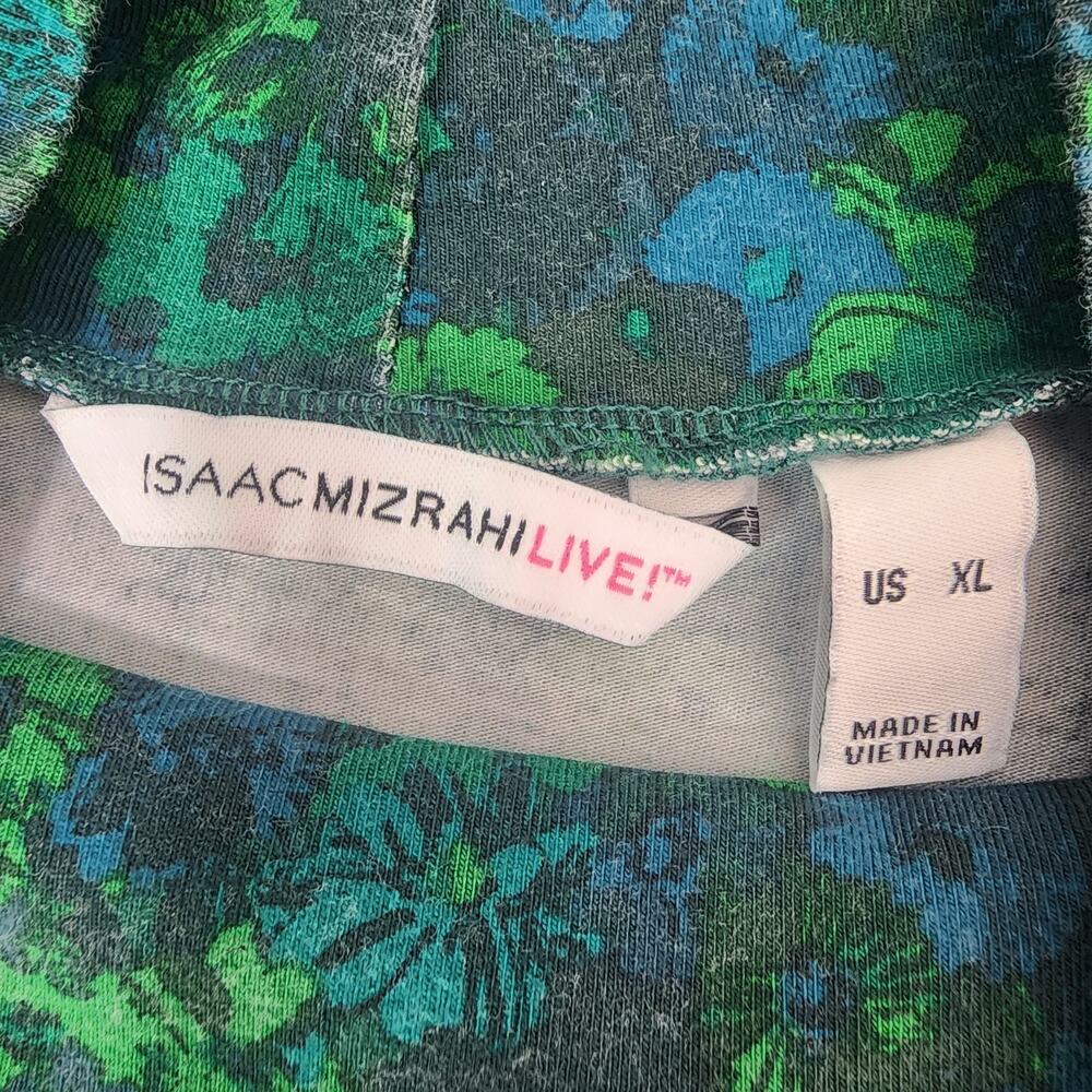Isaac Mizrahi Live Womens Top Floral Printed Mock Neck Long Sleeve XL Knit Green - Picture 7 of 10